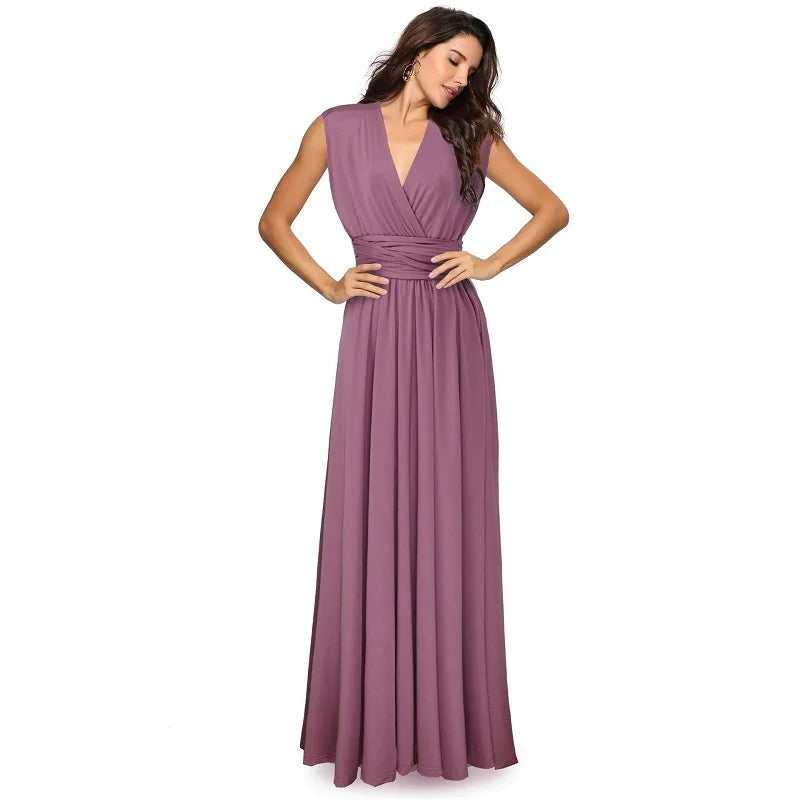 Women’s Multiway Wrap Maxi Dress – Convertible Boho Party Gown