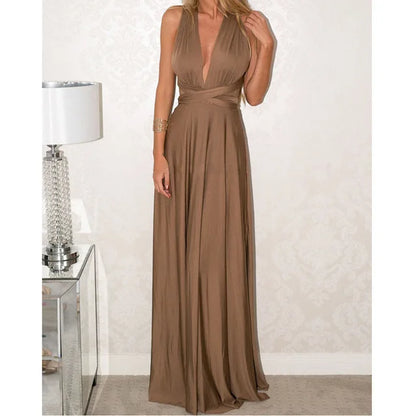 Women’s Multiway Wrap Maxi Dress – Convertible Boho Party Gown