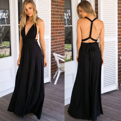 Women’s Multiway Wrap Maxi Dress – Convertible Boho Party Gown