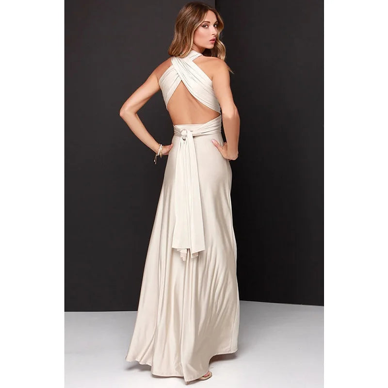 Women’s Multiway Wrap Maxi Dress – Convertible Boho Party Gown