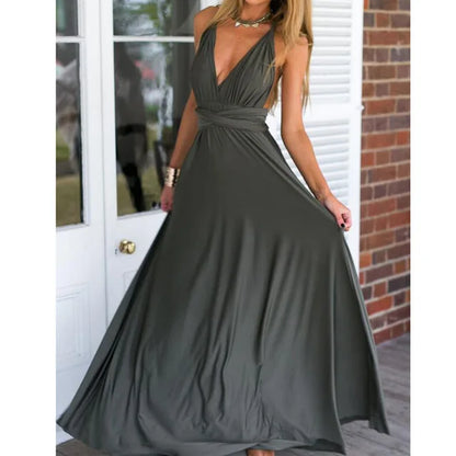 Women’s Multiway Wrap Maxi Dress – Convertible Boho Party Gown