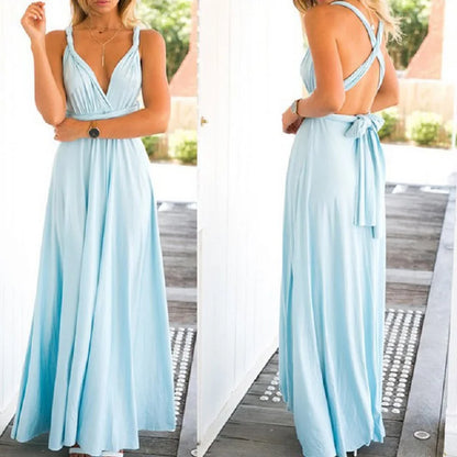 Women’s Multiway Wrap Maxi Dress – Convertible Boho Party Gown