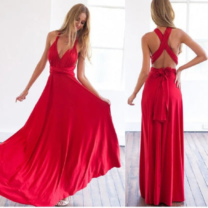 Women’s Multiway Wrap Maxi Dress – Convertible Boho Party Gown