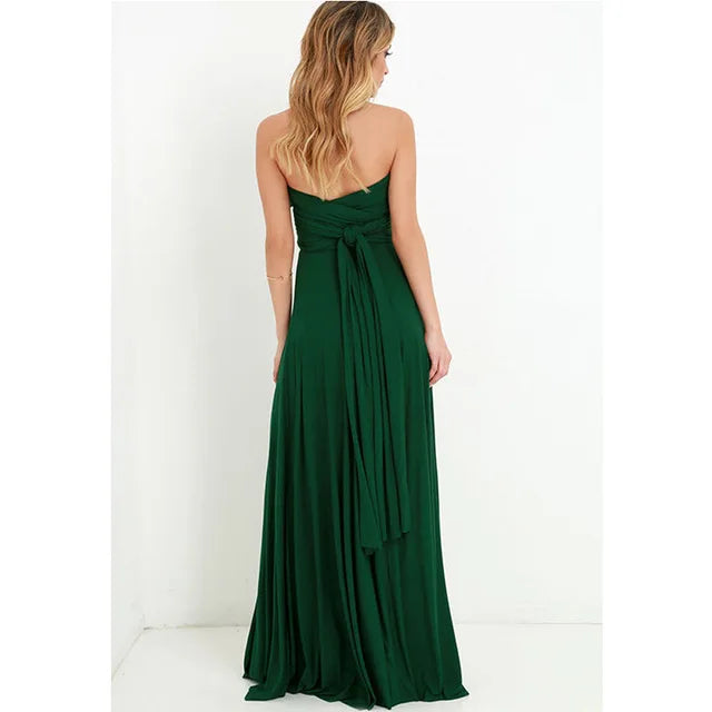 Women’s Multiway Wrap Maxi Dress – Convertible Boho Party Gown