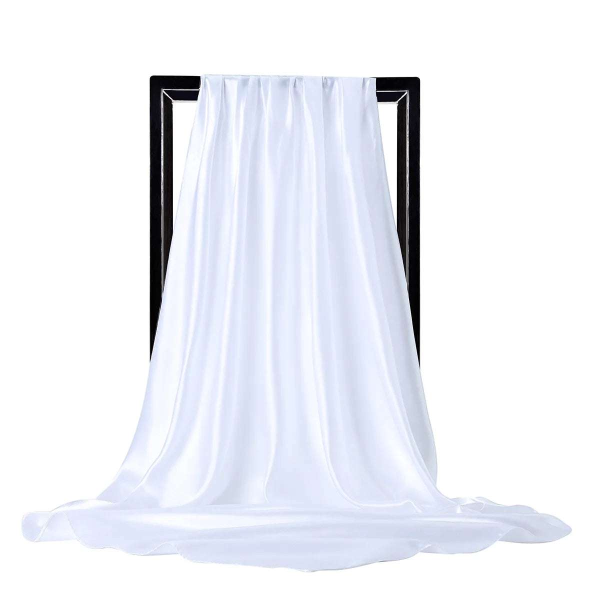 Women’s Luxury Satin Silk Solid Color Scarf (90×90cm)