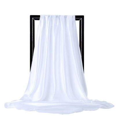 Women’s Luxury Satin Silk Solid Color Scarf (90×90cm)