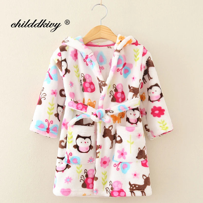 Premium Kids Flannel Hooded Pajama Robe (2–8Y)