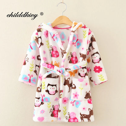 Premium Kids Flannel Hooded Pajama Robe (2–8Y)