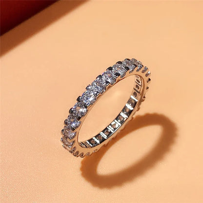 Silver CZ Thin Band Ring for Women