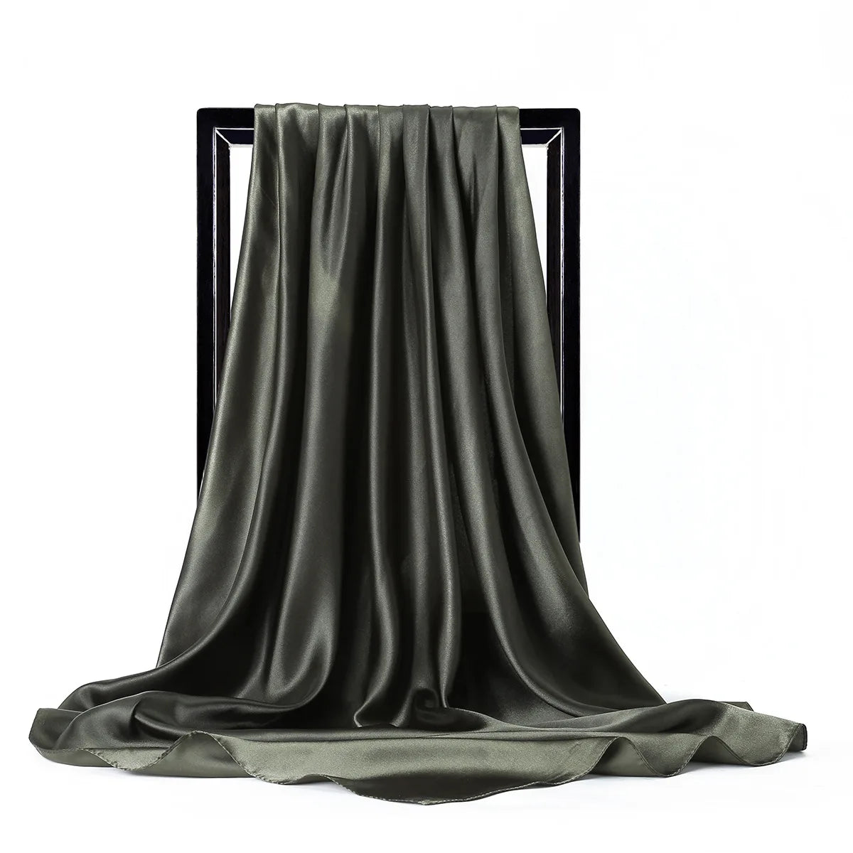 Women’s Luxury Satin Silk Solid Color Scarf (90×90cm)