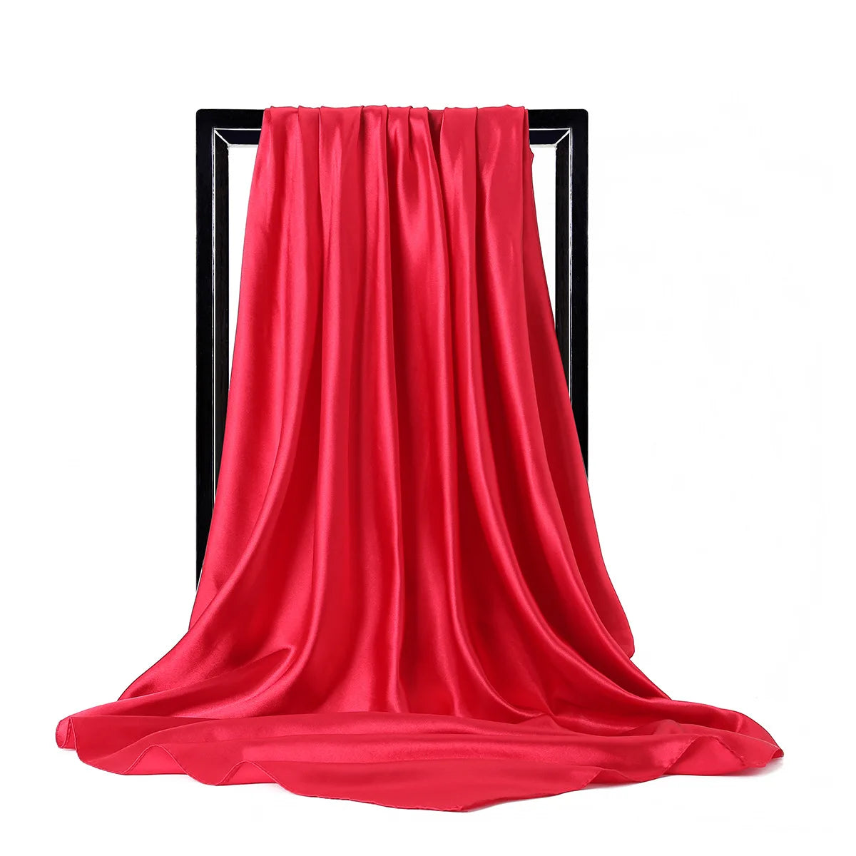 Women’s Luxury Satin Silk Solid Color Scarf (90×90cm)