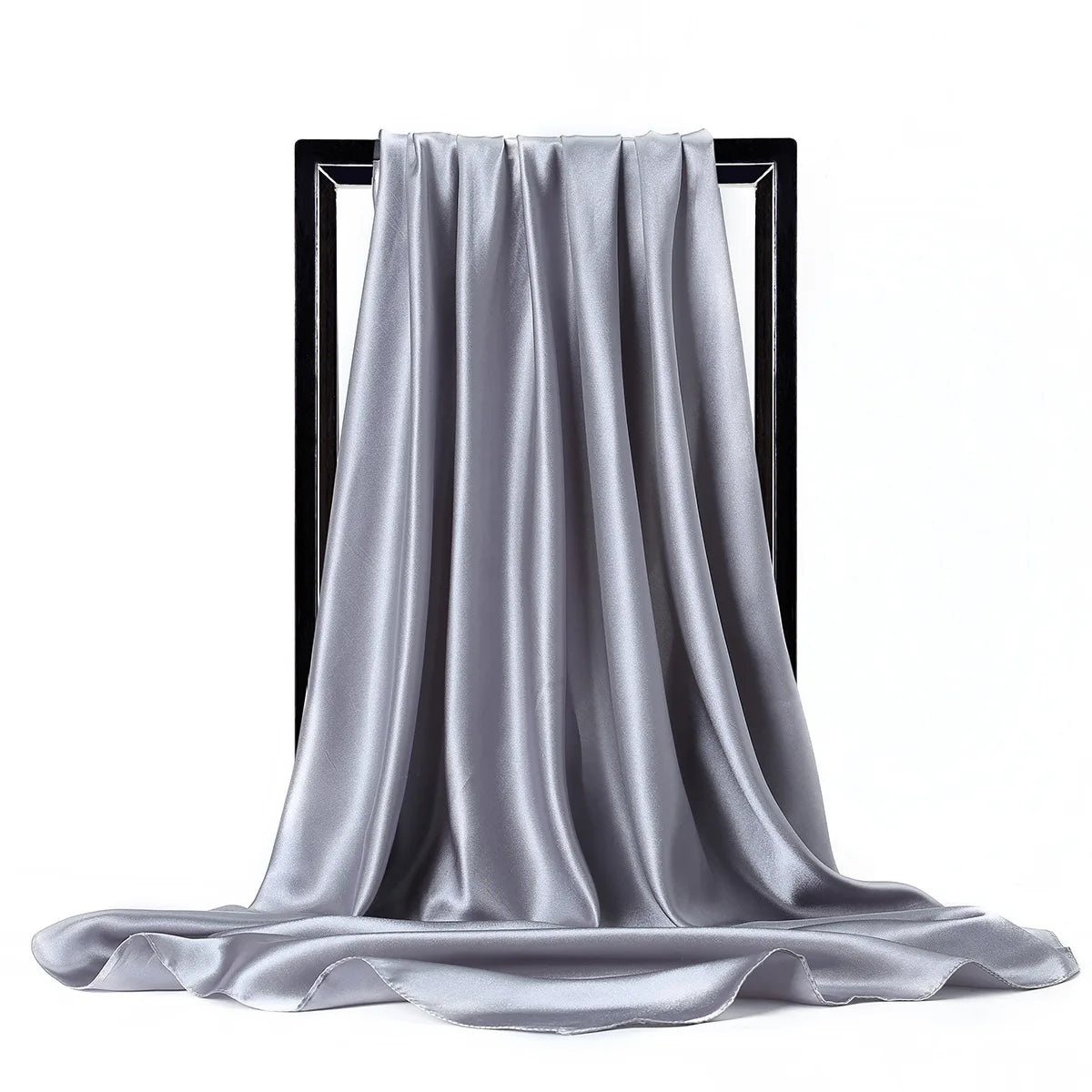 Women’s Luxury Satin Silk Solid Color Scarf (90×90cm)