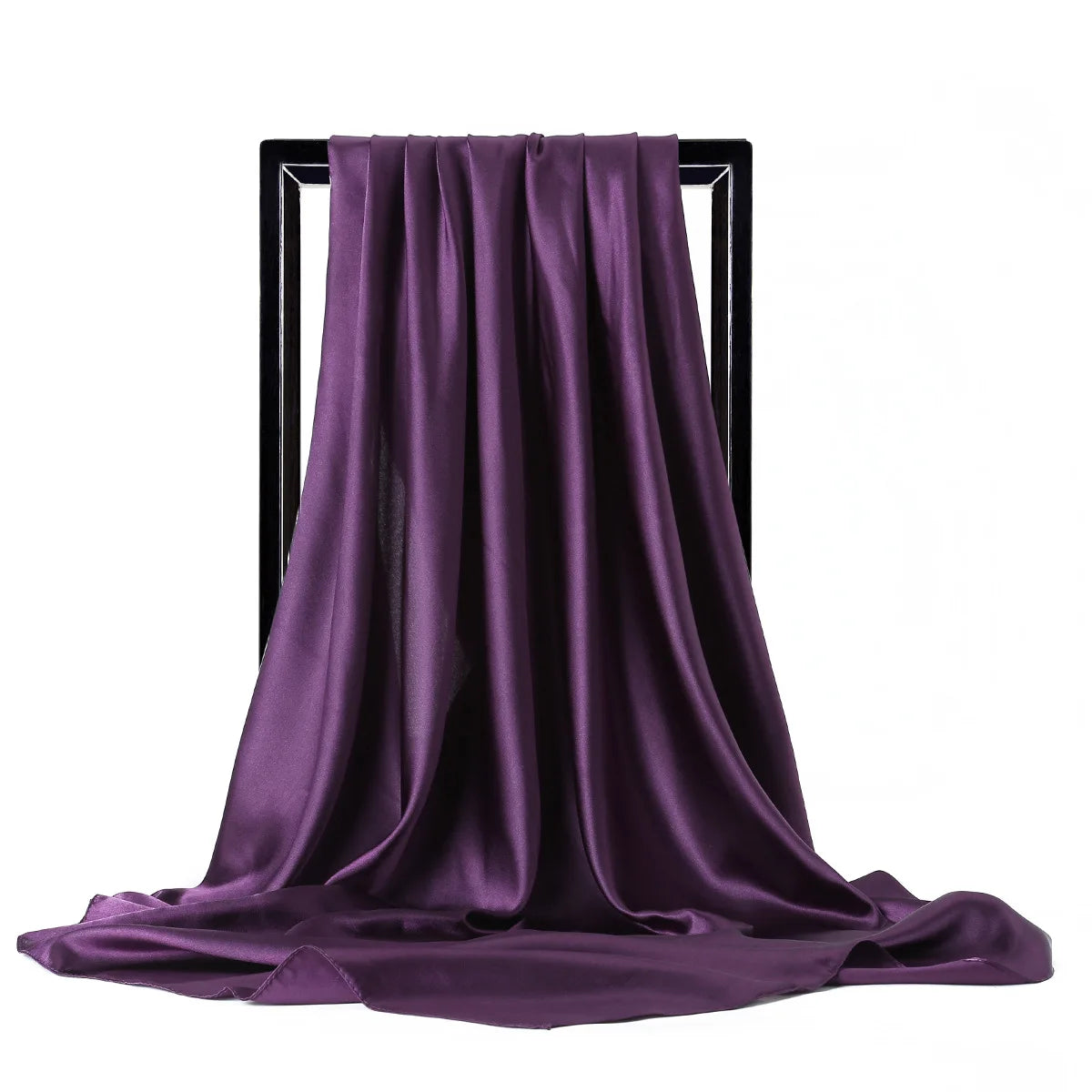 Women’s Luxury Satin Silk Solid Color Scarf (90×90cm)