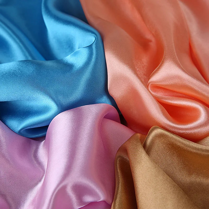Women’s Luxury Satin Silk Solid Color Scarf (90×90cm)