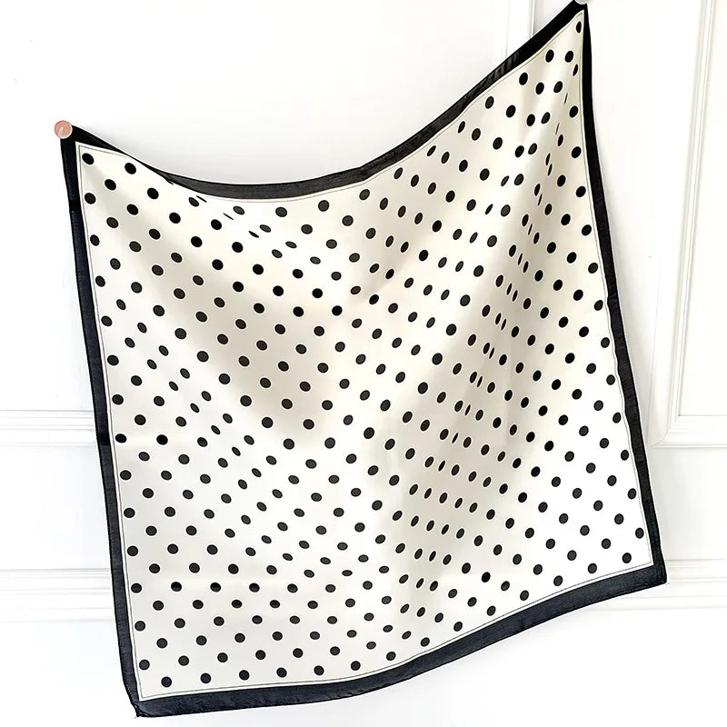 🧣 Glomexia 2025 Luxury Polka Dot Silk Scarf – 70x70cm Elegant Wrap ✨