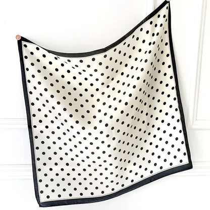 🧣 Glomexia 2025 Luxury Polka Dot Silk Scarf – 70x70cm Elegant Wrap ✨