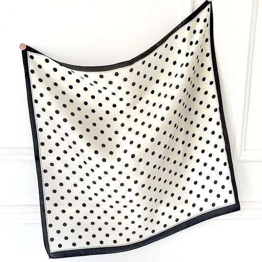 🧣 Glomexia 2025 Luxury Polka Dot Silk Scarf – 70x70cm Elegant Wrap ✨