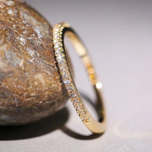 Minimalist CZ Wedding Ring for Women