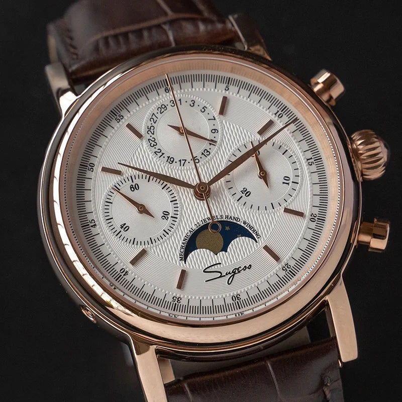 Glomexia Vintage Moonphase Chronograph Watch ⌚