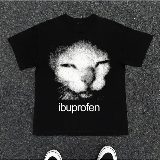 Glomexia 🐱 Ibuprofen Cat Meme T-Shirt – Funny Streetwear Tee