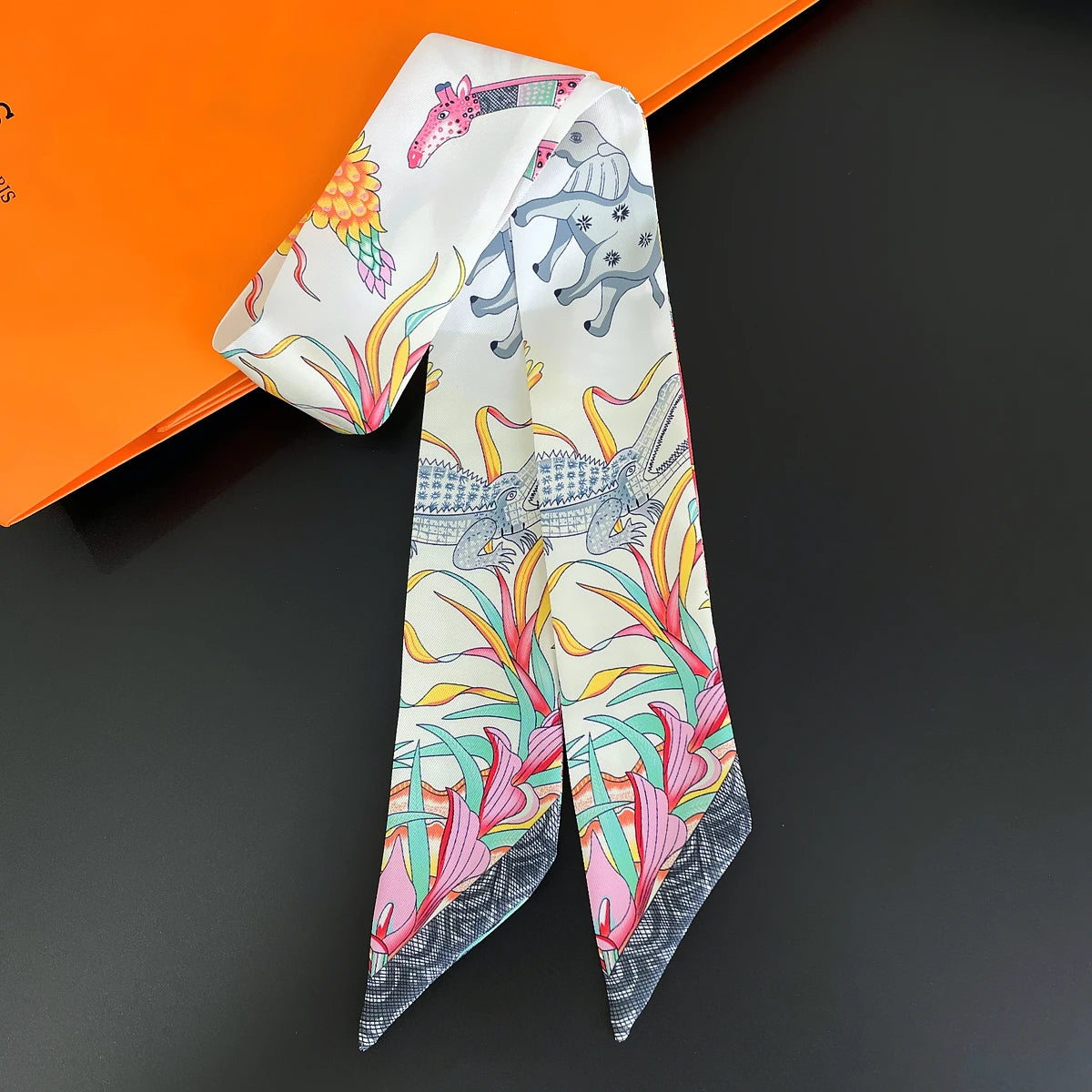 🧣 Glomexia Silk Print Hair Scarf – Elegant Women Fashion Wrap ✨
