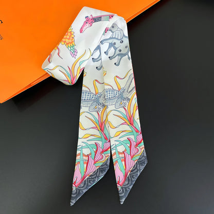 🧣 Glomexia Silk Print Hair Scarf – Elegant Women Fashion Wrap ✨