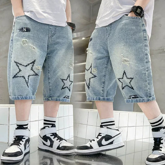 Premium Boys Straight Denim Knee-Length Shorts