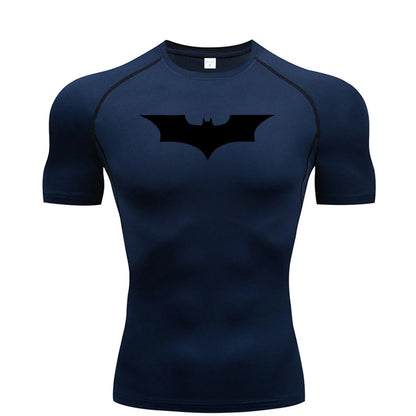 🦇💪 Men’s Bat Print Compression Tee | Gym Fit 🏃‍♂️