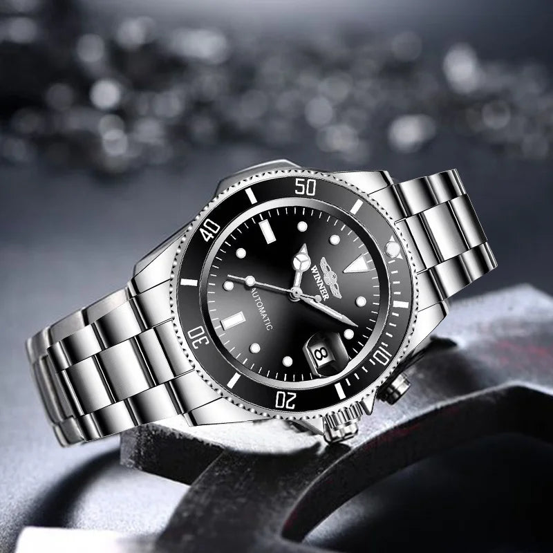 ⌚ WINNER 002 Automatic Mechanical Men’s Watch – Luminous Date Luxury Style ✨