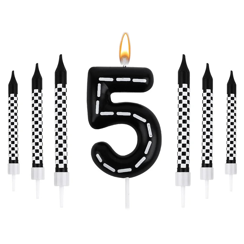 7pcs Racing Cars Birthday Number Candle Set – Cake Topper Decoration