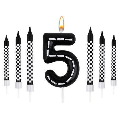 7pcs Racing Cars Birthday Number Candle Set – Cake Topper Decoration