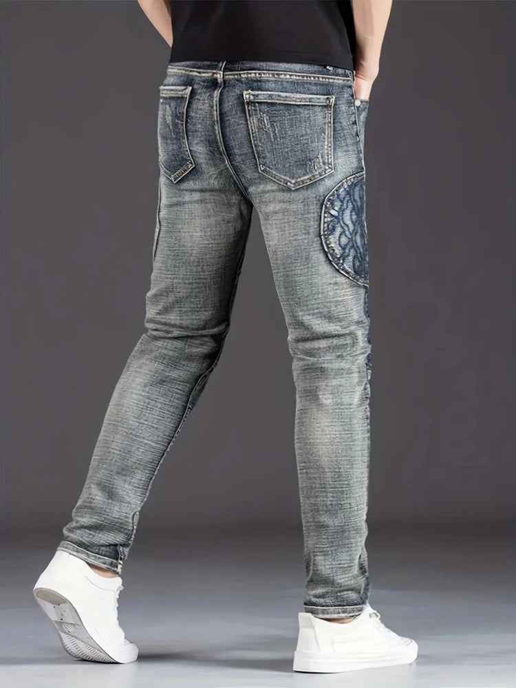 🏍️ Men’s Motorcycle Jeans – Slim Straight Stretch Denim Pants