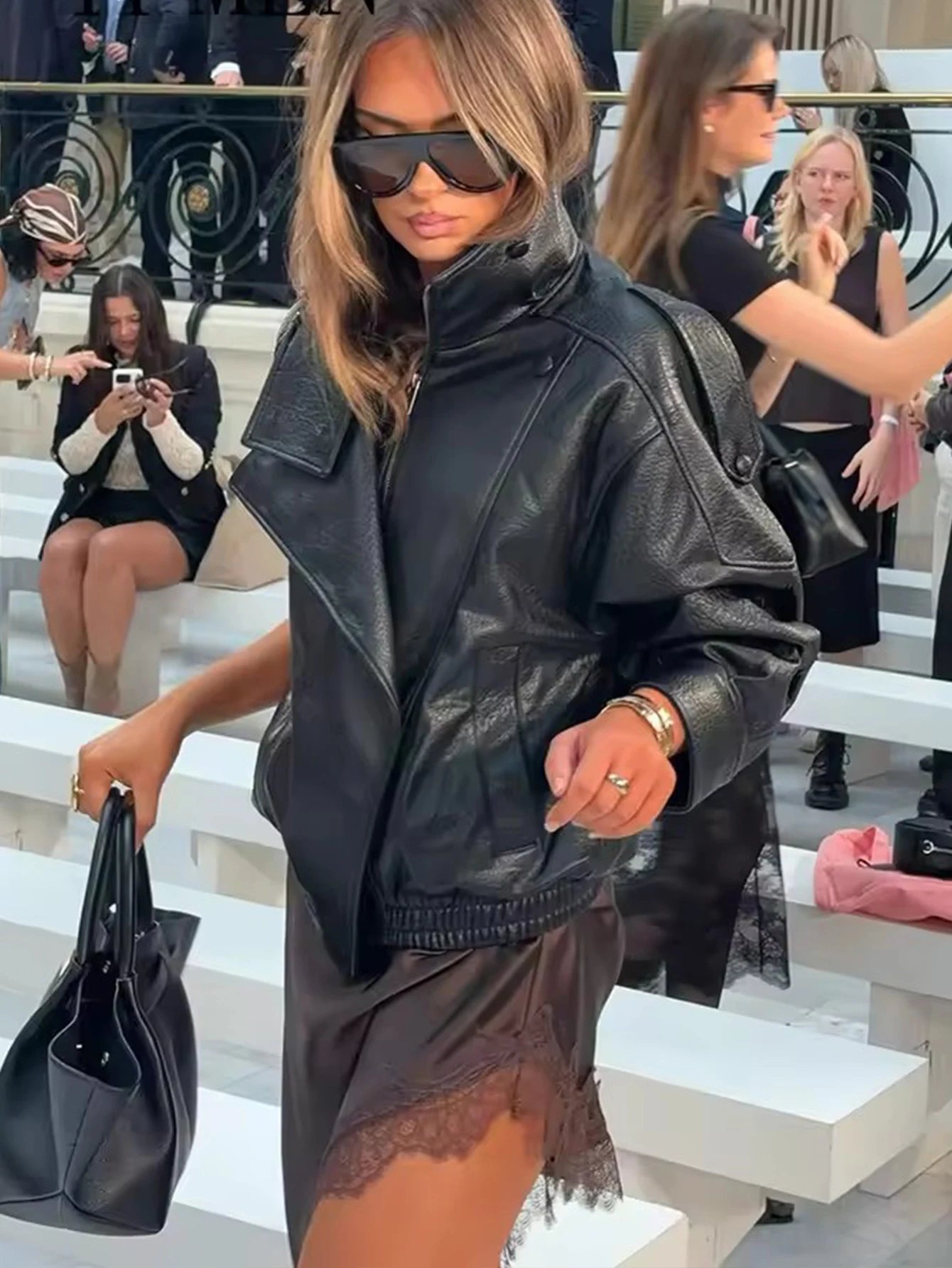 🖤 Faux Leather Zipper Jacket – Street Office Chic