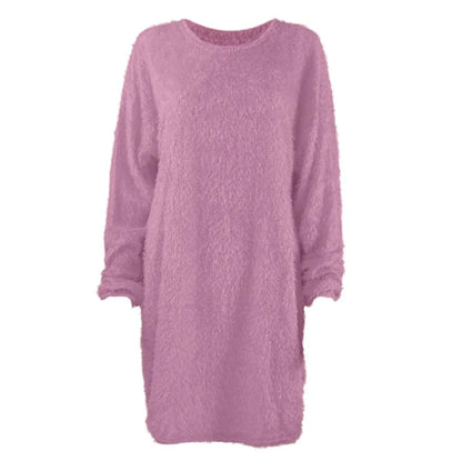 Women’s Winter Knit Sweater Dress – Oversized Crewneck