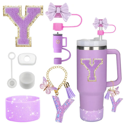 🥤 ✨ Glomexia 8-Piece Tumbler Accessories Set (Purple)
