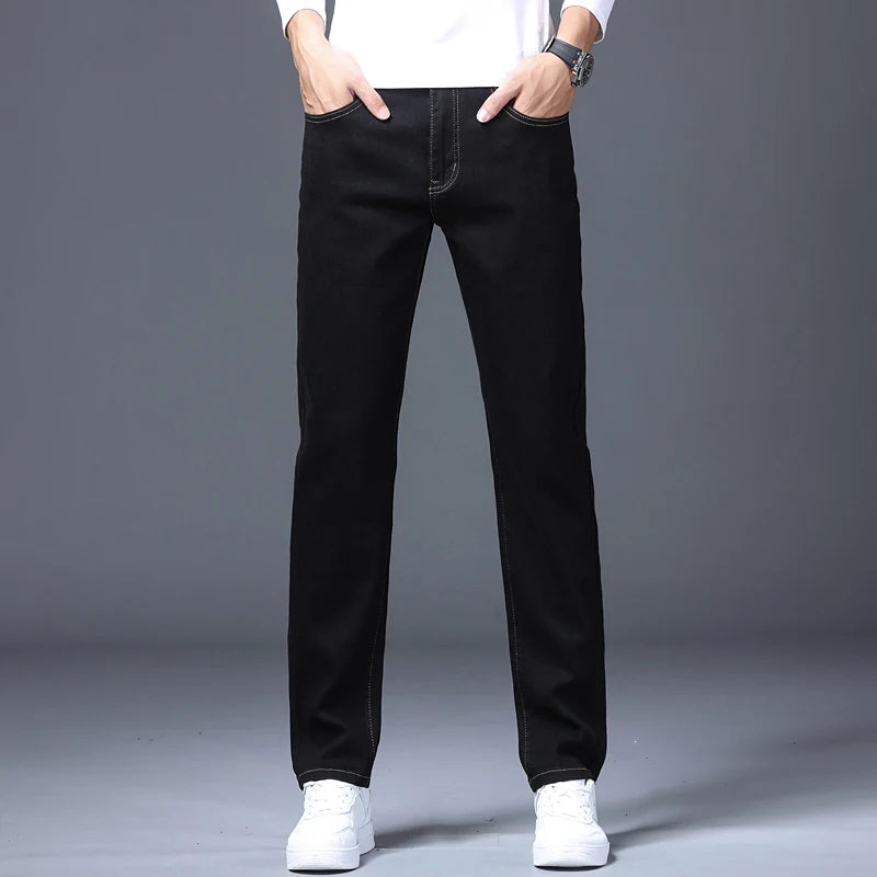 👖 Glomexia – Black Slim Men’s Jeans 🖤