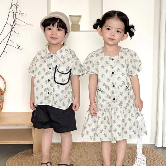 👕👗 Kids Summer Floral Sibling Outfit Set 🌸