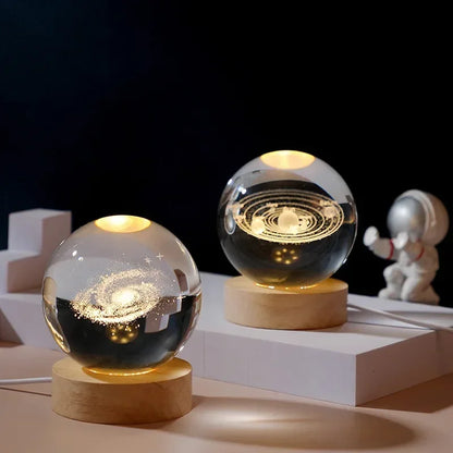 Aesthetic Moon Crystal Sphere Galaxy Night Lamp