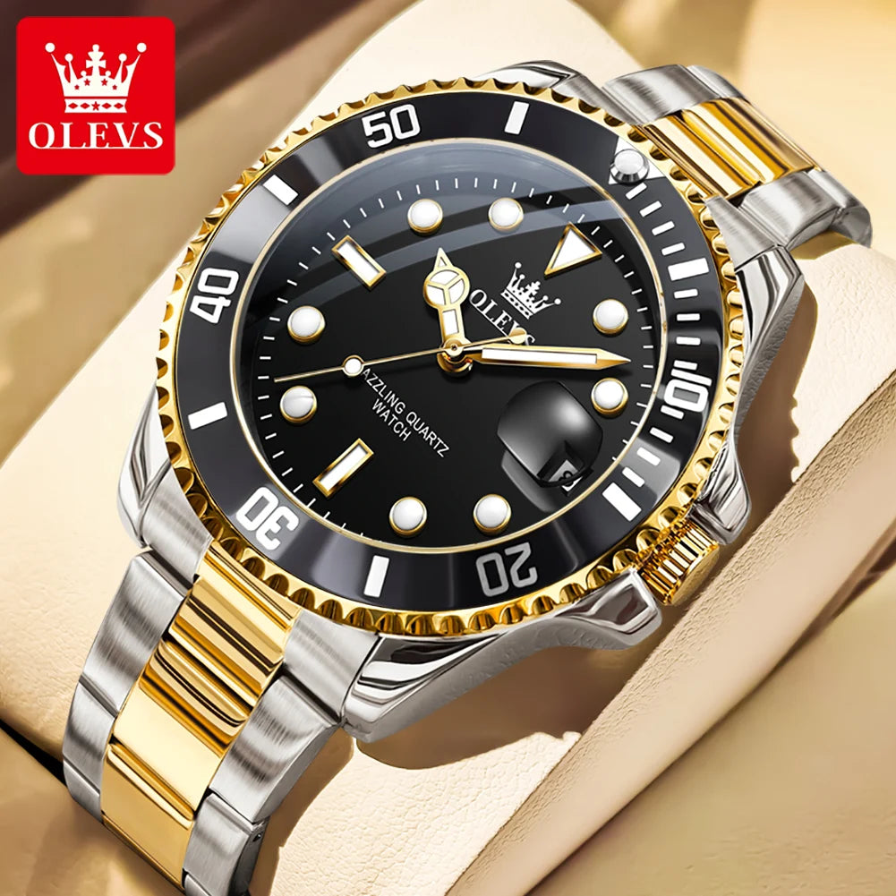 Luxury Stainless Steel Men’s Watch – Quartz Waterproof Wristwatch