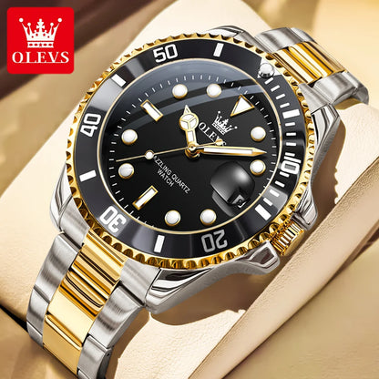 Luxury Stainless Steel Men’s Watch – Quartz Waterproof Wristwatch