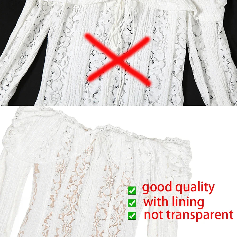 Women’s Lace Evening Gown – Long Sleeve Elegant Party Dress