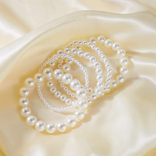 Elegant White Pearl Beaded Bracelet Set