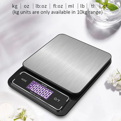 Waterproof Digital Kitchen Scale 6kg/10kg – Stainless Steel LCD Food Weighing Scale