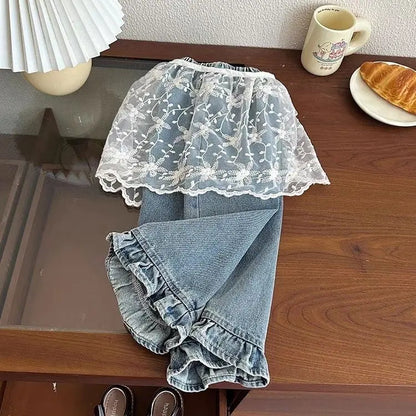 Girls Loose Wide Leg Jeans – Spring Autumn
