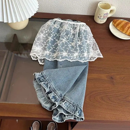 Girls Loose Wide Leg Jeans – Spring Autumn