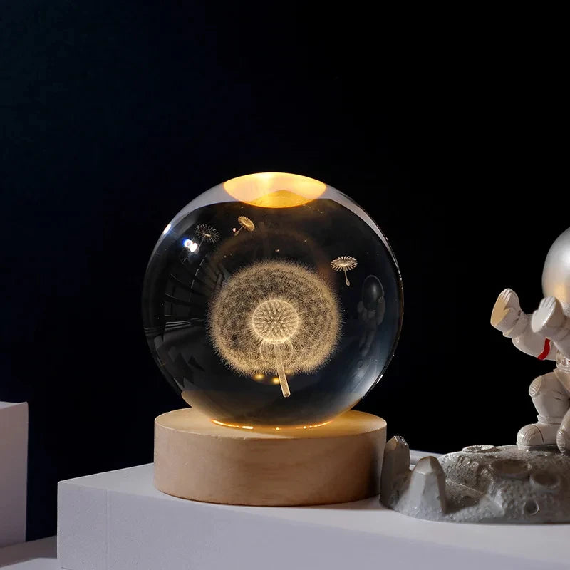 3D Moon Crystal Ball Night Light