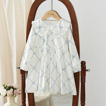 Premium Girls Doll Neck Flower Print Princess Dress