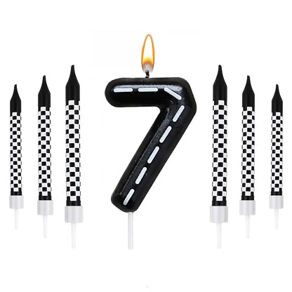 7pcs Racing Cars Birthday Number Candle Set – Cake Topper Decoration