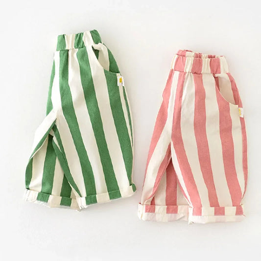 Premium Kids Striped Cotton Pants – Casual Loose Fit Trousers