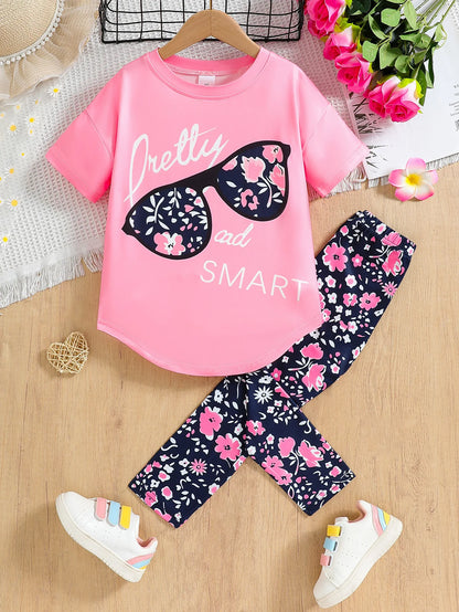 Premium Girls Cartoon Summer Clothing Set – Short Sleeve & Shorts